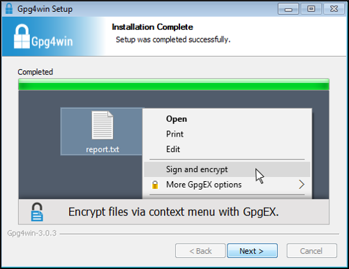 gpg4win installer complete